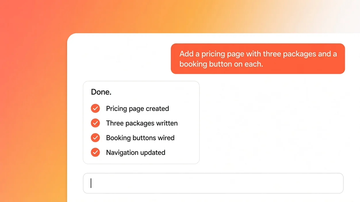 Chat in the Eqlo website builder after a written instruction on one selected block