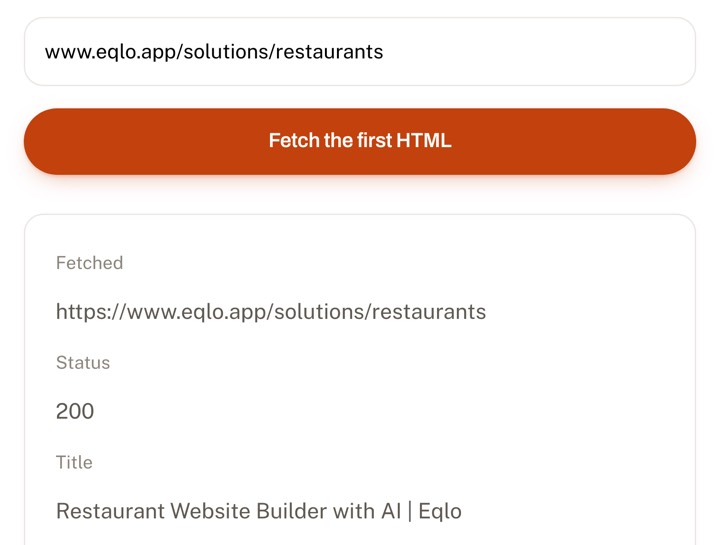 The Eqlo index check: status, title, description, H1 and robots tag of a page
