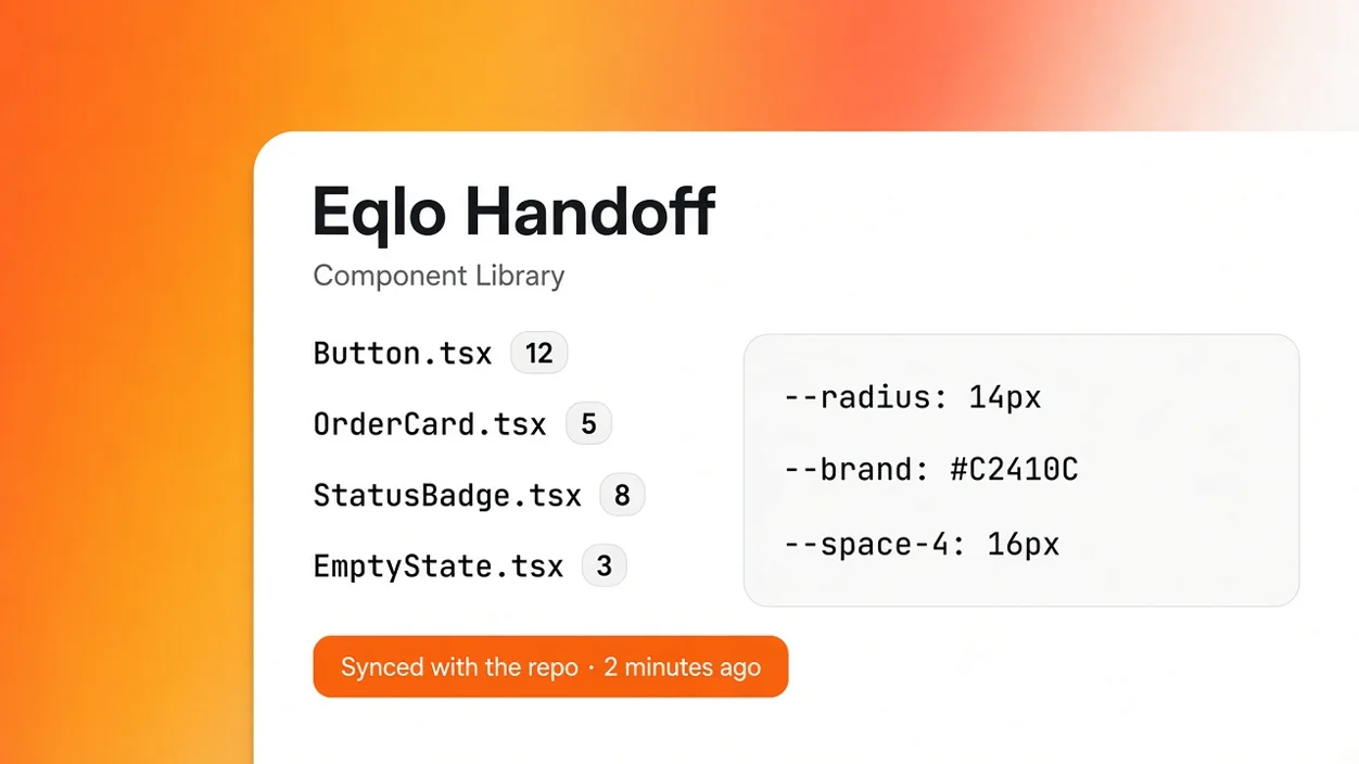 Generated TypeScript components and tokens ready for a developer handoff
