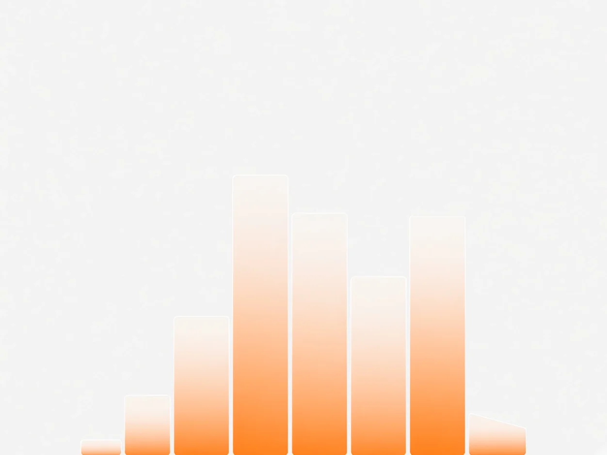 Eight abstract volumes of different heights standing for eight tools in the first-HTML review
