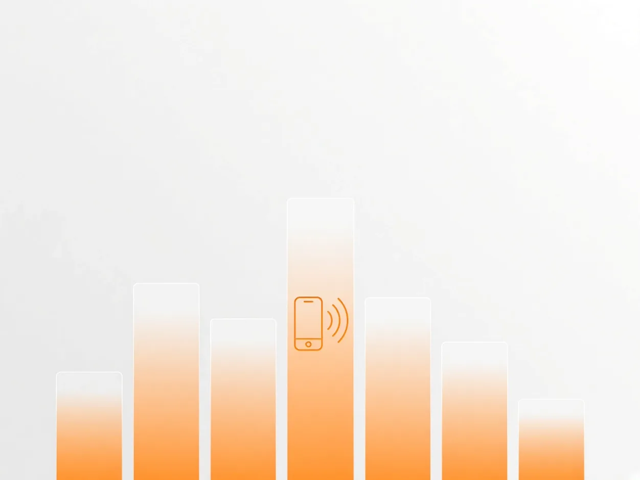 Abstract illustration of native app features: tabs, camera, location, and offline lists